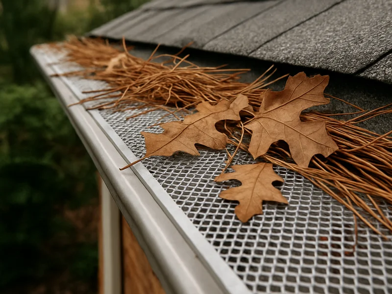 Gutter guard mesh installed on a home roofline near Dothan, AL